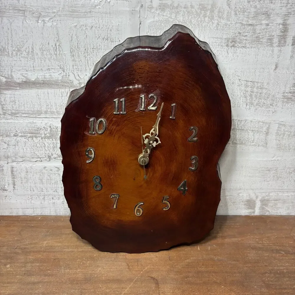 Live Edge Wood Wall Clock with Resin Finish - Pacific County OR Wood